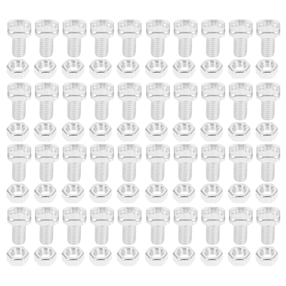 FONDOTIN 100 Sets Strengthen Panels Aluminium Greenhouse Bolts and Nuts Silver Hexagonal Nut for Greenhouse Accessories