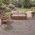 thumbnail image 4 of SAFAVIEH Courtyard Josiah Floral Medallion Indoor/Outdoor Area Rug, Light Grey/Black, 6'7" x 9'6", 4 of 17