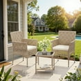 thumbnail image 6 of Lacoo 3 Pieces Patio Furniture PE Rattan Wicker Table and Outdoor Chairs Set of 2 with Cushioned Tempered Glass, Gray, 6 of 6