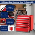 thumbnail image 2 of Professional 6-Drawer Rolling Tool Chest - Lockable Metal Storage Cabinet with Wheels, Drawer Liners, Portable Toolbox Cart for Garage or Workshop Organization, Red, 2 of 7