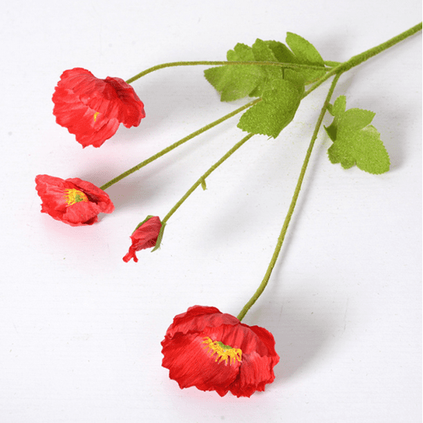 Xiao Hua 6 flores artificiales de amapola de maíz, flores falsas, flores artificiales para decoración de bodas