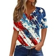 thumbnail image 1 of Mujeres Manga Corta de Verano Tops Día de la Independencia Impreso Cuello en V Casual Top, Imitación de Algodón Camisa Marco para las Mujeres, Lavado de Manos Primavera Y Verano, 1 of 5