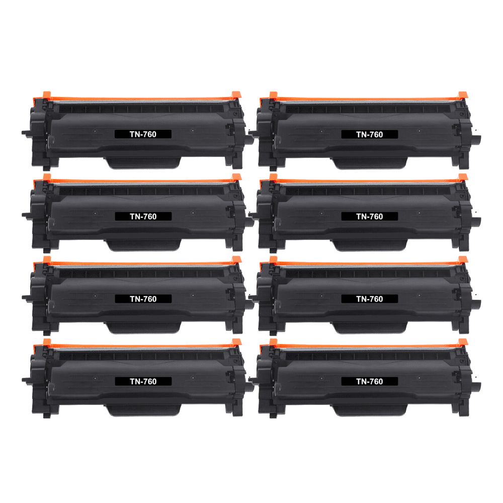 8 Pack New HighYield Toner Cartridge For Brother TN760 TN730