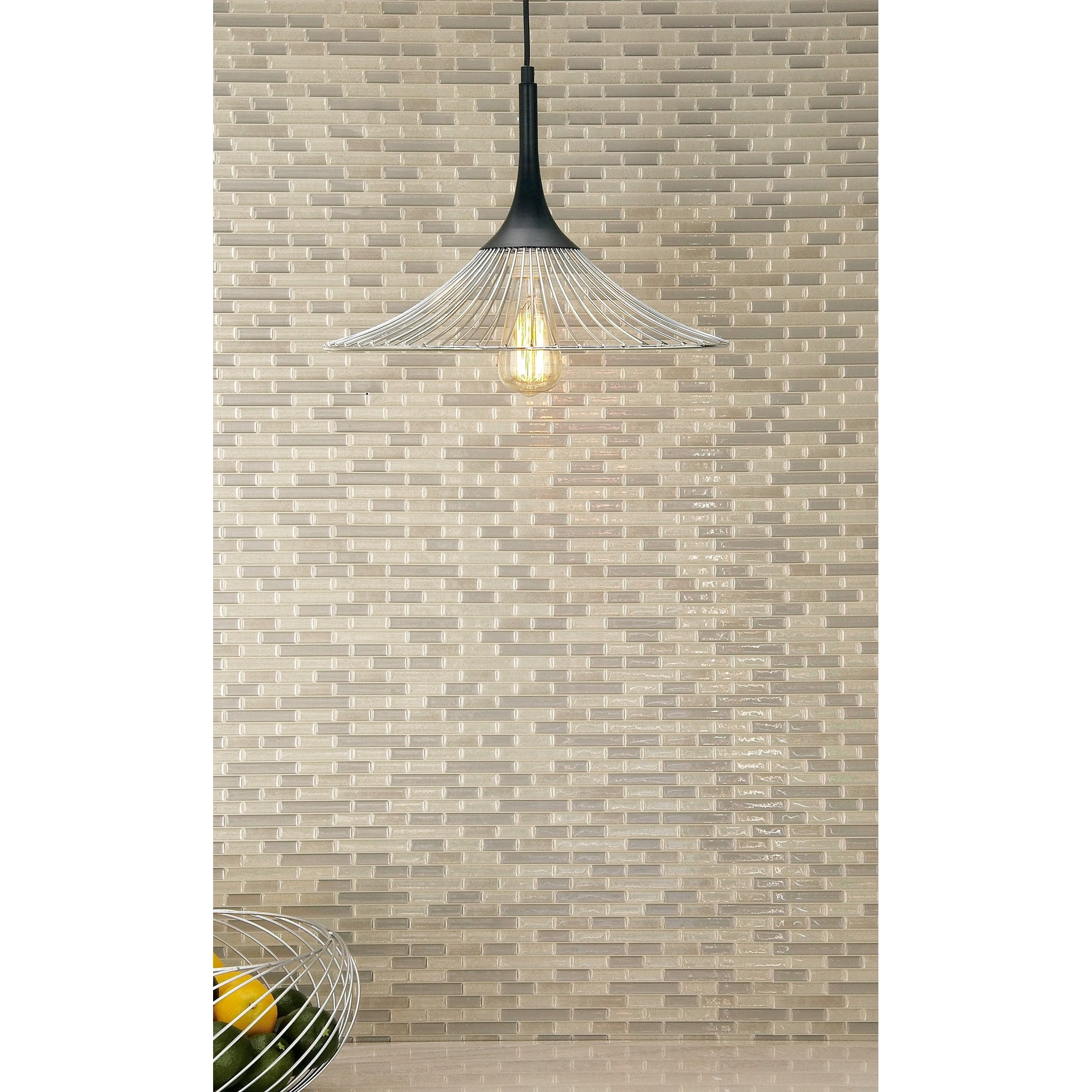 Decmode Contemporary 11 x 17 inch chic iron cone-shaped pendant with bulb, Silver