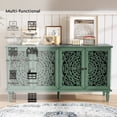 thumbnail image 6 of Vintage Sideboard Buffet Table Accent Credenza Storage Cabinet with 4 Hollow Carving Doors Adjustable Shelves Wood Legs for Kitchen Dining Living Room Entryway 59.84 Inch, Antique Green, 6 of 8