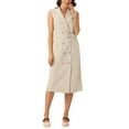 thumbnail image 2 of INSPIRE CHIC Sleeveless Blazer Dress for Women's Notched Lapel Double Breasted Belted Work Office Blazer XS Apricot, 2 of 6