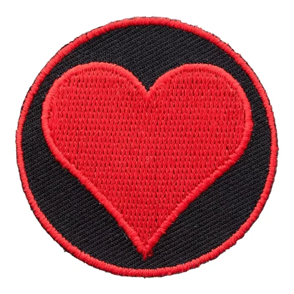 Red Heart Embroidered Round Patch, Playing Card Patches