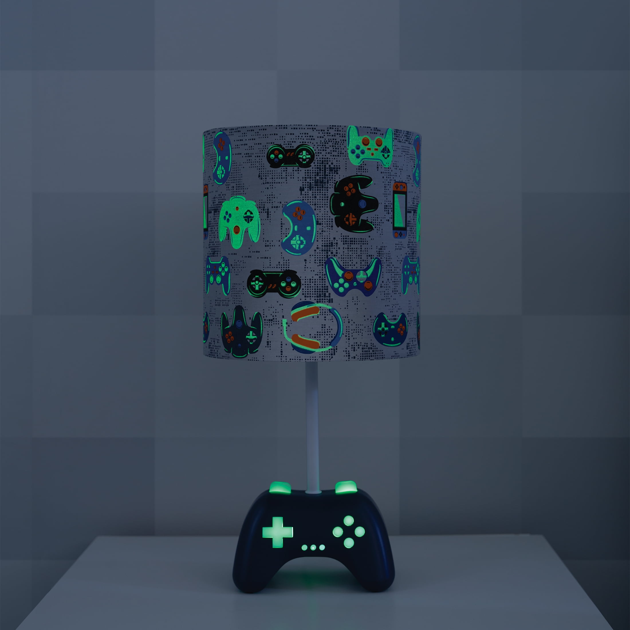 Your Zone Kids 16.5" Navy Blue Glow-in-the-Dark Gamer Table Lamp