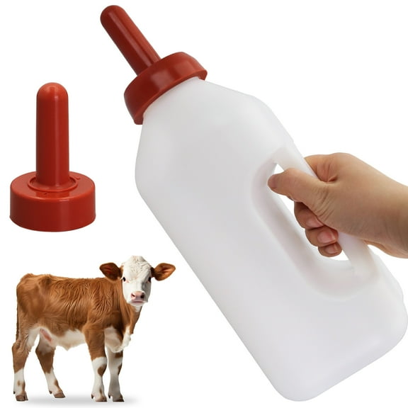 Calf Bottle with a Replacement Nipple 2 Quart Calf Milk Feeder Nursing Feeding Bottle with Hand Grip Handle Livestock Supplies