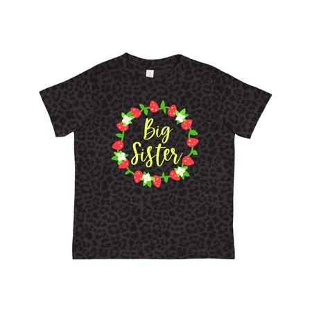 

Inktastic Big Sister Cute Wreath with Strawberries Gift Toddler Toddler Girl T-Shirt