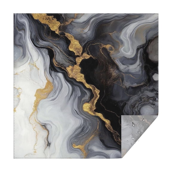 Black White Gold Marble Pattern Square Tablecloth,Waterproof Square Table Cover,Wipeable Spillproof Washable Table Cover for Home Kitchen Party Decor 42"X42"(107x107cm)