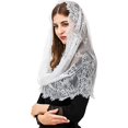 thumbnail image 3 of (Blanco) Estilo español Encaje Tradicional Vintage Inspirado Forma infinita Mantilla Velo Latín Mass Head Covering, 3 of 5