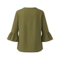 thumbnail image 7 of Women's Solid V-Neck Quarter Sleeve Blouse Casual Fashion Top, 7 of 7