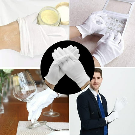 

White Cotton Gloves Ideal For Dry Hands Cosmetic Use Ease Hand & Jewelry Inspection Dish Clothes for Washing