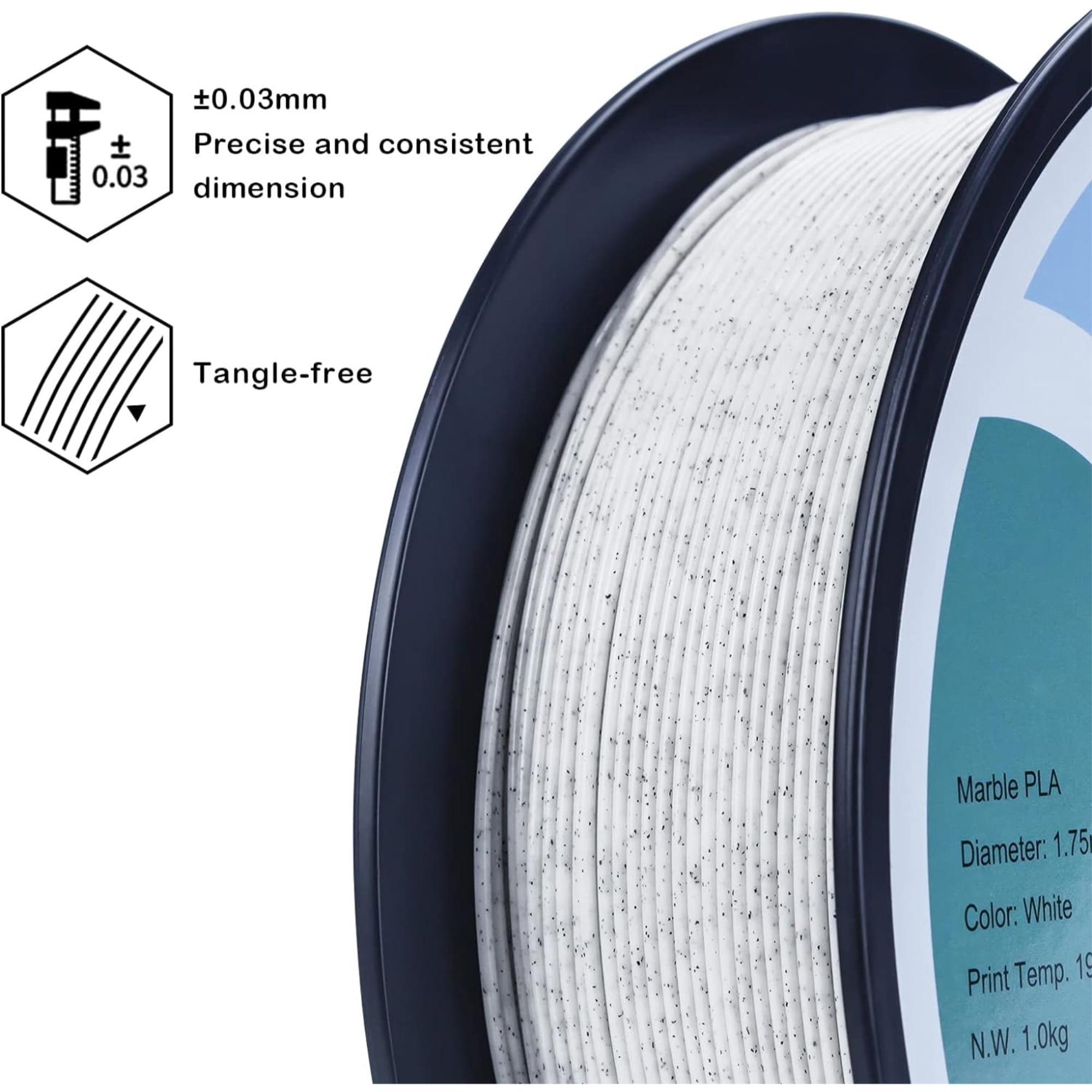 Ziro ''''Stone'''' Series Marble PLA Filament, 1.75mm, 1kg Spool, Dimensional Accuracy +/- 0.03mm