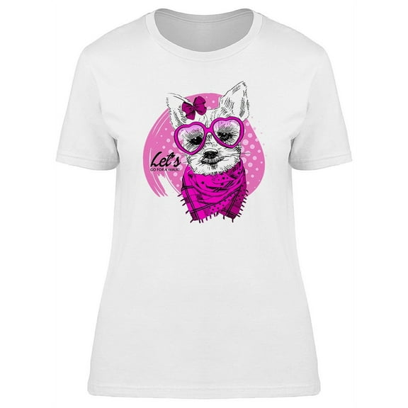 Cute Dog With Pink Heart Glasses Tee Women's -Image by Shutterstock