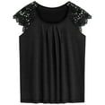 thumbnail image 2 of SUNBS Blouses for Women Lace Tops Pleated Short Sleeve Shirts Summer Business Casual Dressy Clothes, 2 of 7
