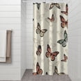 thumbnail image 2 of Beige Butterfly Pattern Shower Curtain 36"x72" ,Bathroom Decorative Shower Curtains Set with 12 Hooks,Modern Waterproof Washable Shower Curtain, 2 of 6