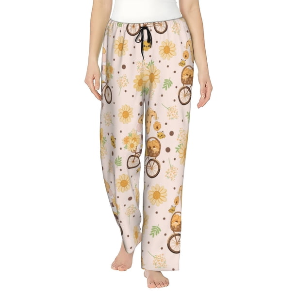 Balery Cute Bee Gnome Pantalones de pijama para mujer, pijamas ultraligeros, pantalones de estar por casa-Medium