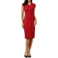 thumbnail image 2 of INSPIRE CHIC Work Dress for Women V Neck Sleeveless Office Business Elegant Bodycon Sheath Dresses XS Red, 2 of 6
