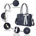 thumbnail image 5 of MOSISO 17-17.3 Inch Laptop Tote Bag for Women, PU Leather Computer Bag with Clutch Purse & Silk Scarf, Floral Embossed Work Bag Compatible with MacBook, HP, Dell & Asus, 5 of 6