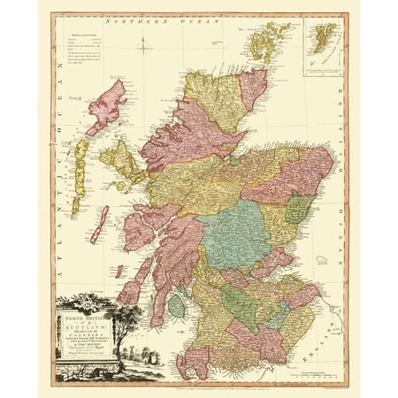 Historic Map - Scotland North Britain- Counties - Faden 1778 - Vintage Wall Art