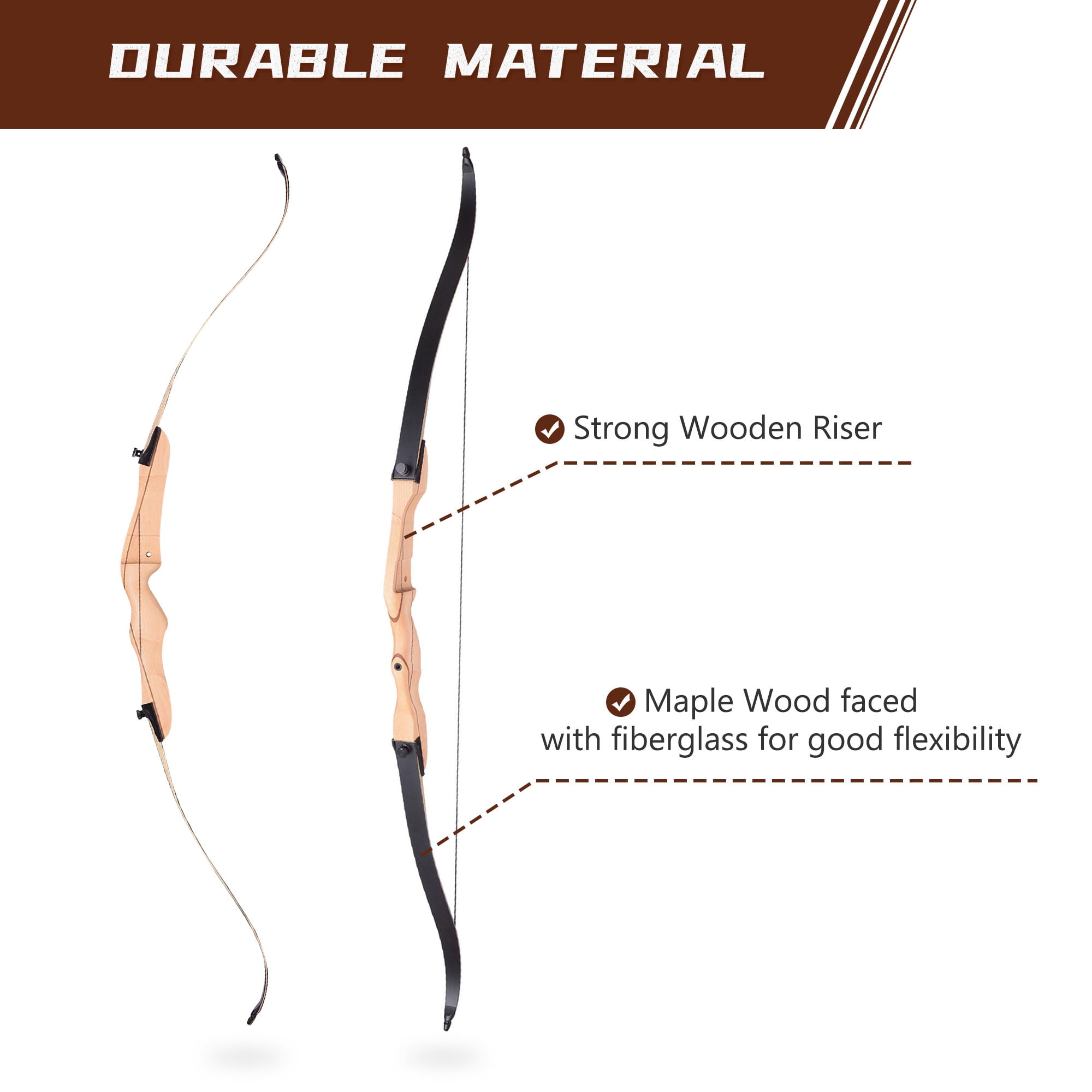 Brand New Free Delivery 68” RH Core Wooden Recurve Adult Bow Package 26lb 