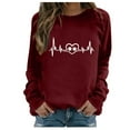 thumbnail image 2 of DDAPJ pyju Long Sleeve T-shirt for Women Dog Paw Heart Print Pullover Tops Teen Girls Cute Graphic Tees Loose Casual Round Neck Raglan Top Valentine's Day Fashion Gift Ideas Wine XXXL, 2 of 5