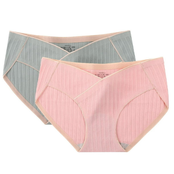 Puntoco Ropa interior de maternidad de algodón de cintura baja y color liso de talla grande para mujer, 2 piezas