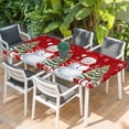 thumbnail image 2 of Red Christmas Table Cloths for 4 Foot Rectangle Tables, Snowman Snowflake Xmas Tree Gifts Patio Waterproof Elastic Fitted Tablecloths, Washable Rectangular Table Cover for Camping, 2 of 8