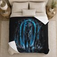 thumbnail image 5 of Dark Fantasy Panther Portal Glowing Blue Energy Ring, Festive Holiday Scene, Warm Flannel Blanket for Cabin and Lodge, Wildlife Lovers Christmas Gift, Festive Home Decor, 5 of 9