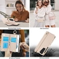 thumbnail image 4 of ELEHOLD For Samsung Galaxy S21 Phone Case Leather Crossbody Zipper Card Wallet Flip Case Kickstand Cover, with Ring Holder,Full Body Protection-White, 4 of 7