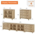 thumbnail image 2 of TV Stand for TVs up to 105 Inches, Wooden TV Console Table for 65-90 Inch TVs, Entertainment Center with Glass Door & Drawer, Oak Kitchen Sideboard Buffet Cabinet for Dining Room, 2 of 6