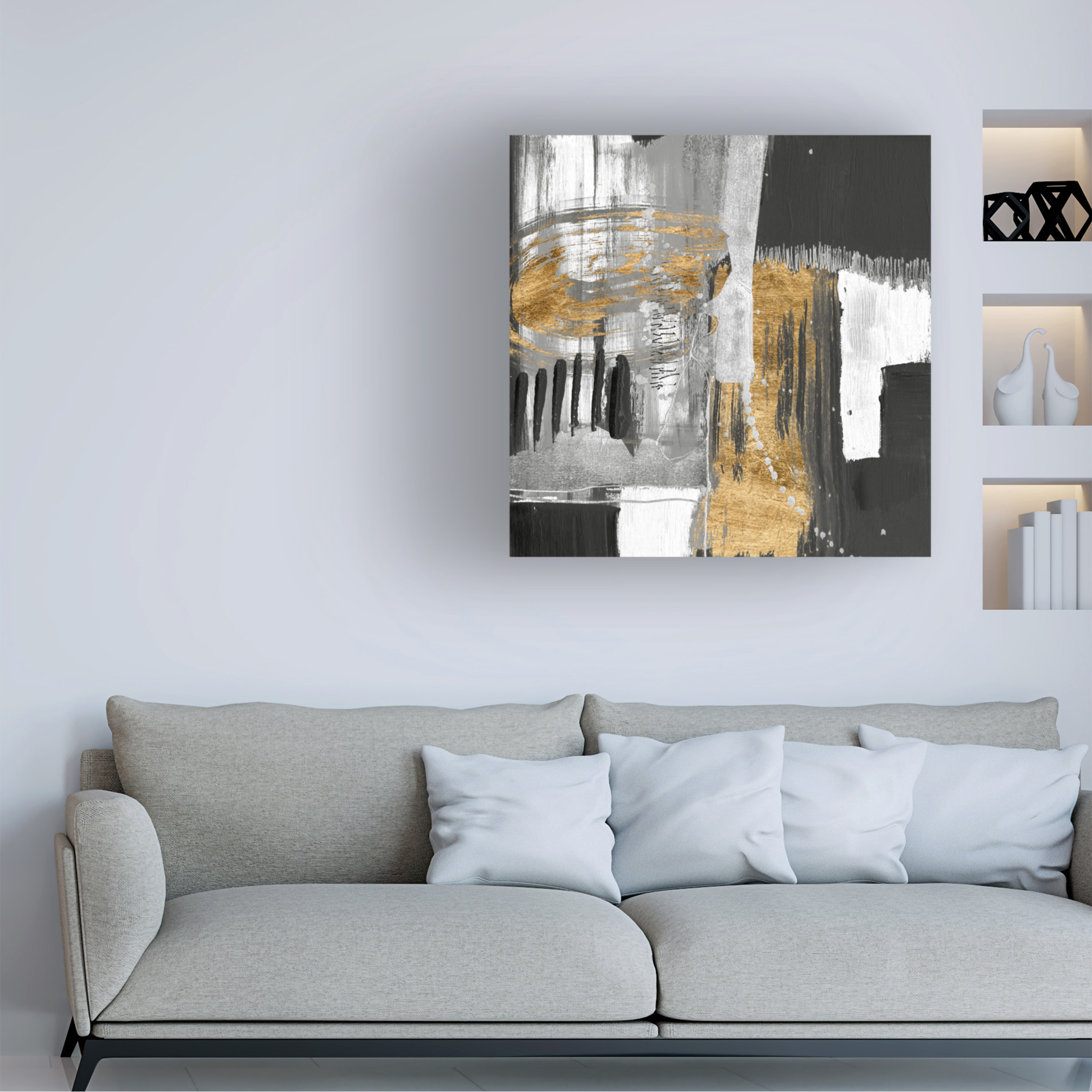 Jennifer Goldberger 'Golden Strokes I' Canvas Art