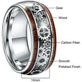 thumbnail image 4 of 10mm Steampunk Gear Wheel Tungsten Ring for Men Women Koa Wood Inlay Domed Polished Comfort Fit Size 7-14, 4 of 5