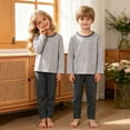 thumbnail image 6 of Wenfanal Pajamas for Kids Toddler and Little Girl Pajamas Set Boys Girls Pajama Set Comfortable Soft Fashion Home Pajama Set Size 6-7 Years,Grey, 6 of 9