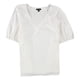 thumbnail image 1 of Alfani Womens Smocked-Shoulder Pullover Blouse white S, 1 of 2