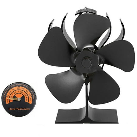 

Hapeisy Wood Stove Fan Large Size Heat Powered Fireplace Fan for Gas/Pellet/Wood Burning Stove Silent Eco Stove Top Fan 5-Blades with Thermometer