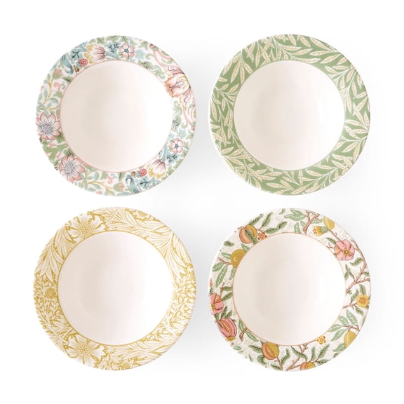 Spode Morris & Co Bistro Pasta Bowl Set of 4, Assorted Designs, Multicolored