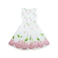 thumbnail image 3 of Girls Dress Pink Apple Green Leave Print Satin Bow Tie 5, 3 of 4