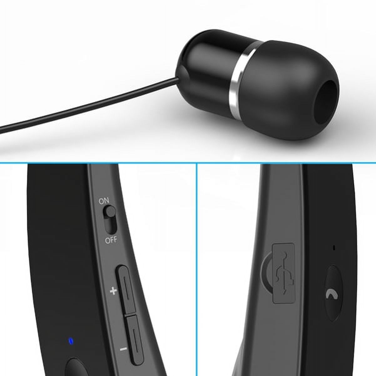 Neckband Wireless HiFi Sound Headset w Retractable Earbuds Compatible With iPhone XS Max XR, iPad Pro 10.5