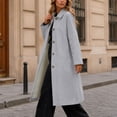 thumbnail image 5 of cocolona Womens Trench Coat Open Front Button Down Lapel Lined Overcoat LightWeight Trendy Fall Winter Solid Color Long Coat, 5 of 7