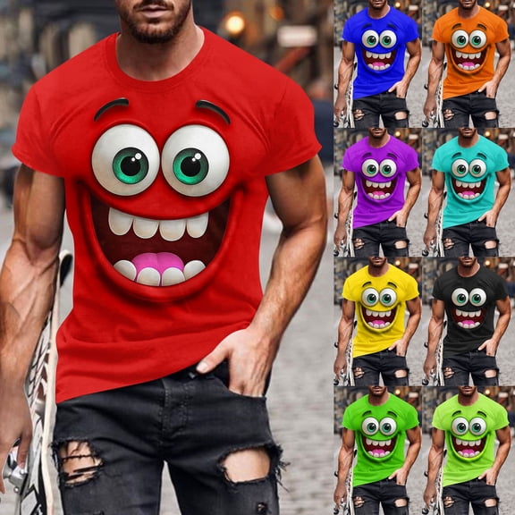 ZRGHAOYLQ Workout Shirts for Men Gym Short Sleeve Crewneck Basic Tee Funny Graphic Print Athletic Shirt Breathable Running Clothes
