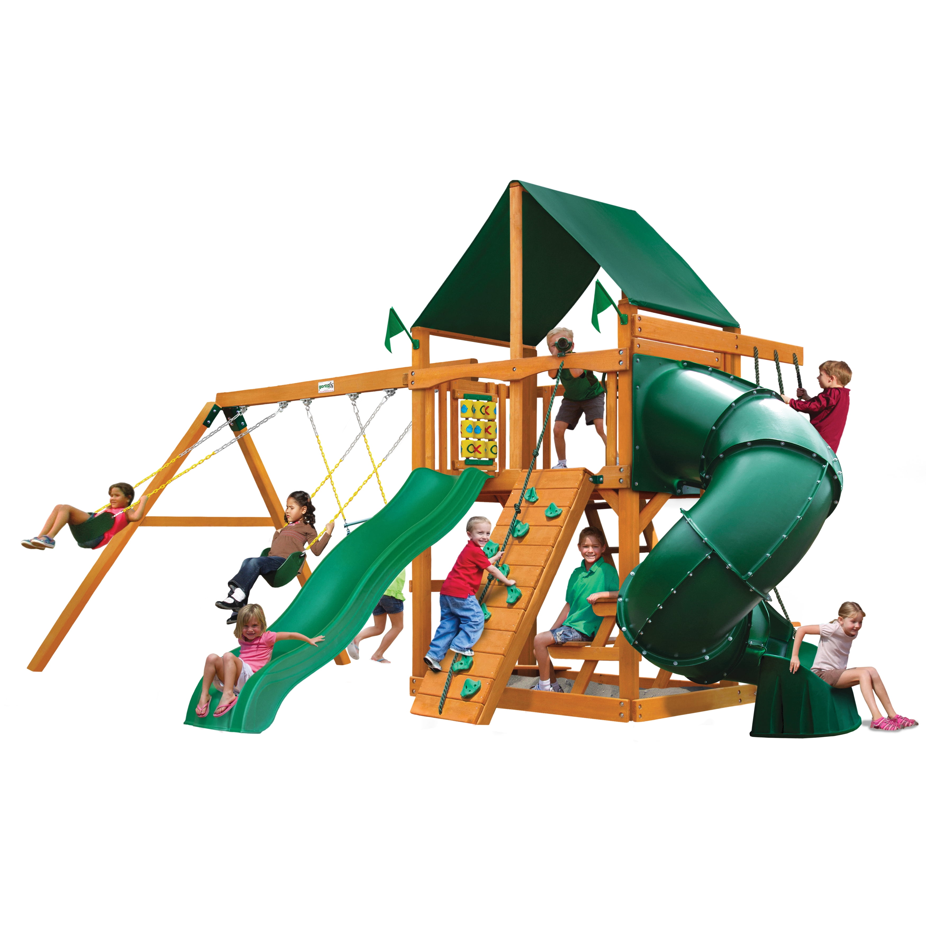 Gorilla Playsets Mountaineer Wooden Swing Set with Sunbrella® Canvas