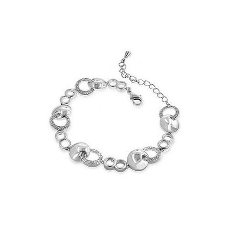 Kate Bissett Silver-Tone Contemporary Circle Cubic Zirconia Bracelet
