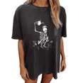 thumbnail image 2 of Pntutb Blusa de manga corta con estampado de calavera, sol y luna, estilo vintage, para mujer Pntutb Pntutb-3266, 2 of 9