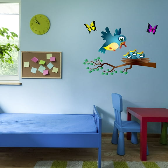 Animal Watercolor Wall Decals for Kids Room - Multicolored Butterflies & Animals Art Cartoon DIY & Creativity Boy Girl Bedroom Wall Water Color Sticker - Size: 10 In x 7 In
