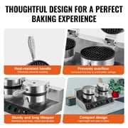 KFFKFF Double Head Commercial Waffle Maker, Round Belgian Waffle Cooking Device, 2460W, Non-Stick, with Temperature and Timer Settings, Ideal for Cafes, Bakeries, Snack Shops, and Home Use