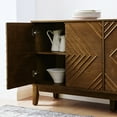 thumbnail image 6 of Noble House 60.5" Modern Farmhouse Fluted Sideboard Buffet Cabinet with Geometric Pattern, Adjustable Shelves, Walnut, 6 of 11