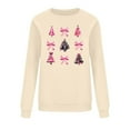 thumbnail image 5 of Aboser Women's Christmas Sweatshirt Fashion Pink Xmas Tree Graphic Shirts Crew Neck Long Sleeve Pullovers Loose Casual Holiday Tops Winter Party Top Gift Khaki S, 5 of 7
